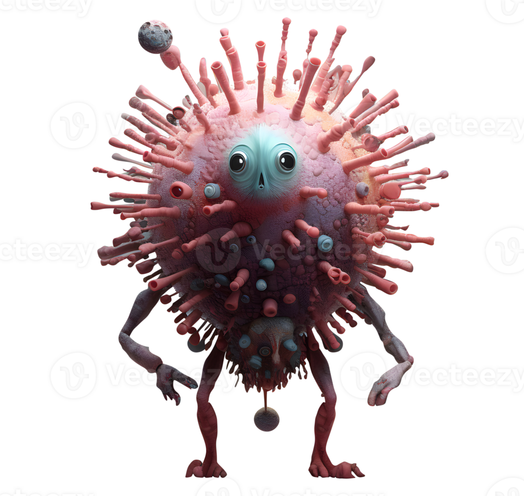 Virus close up view virus isolated viruses virus virus transparent background cancer cell monster virus virus 3d rendered corona virus virus character png