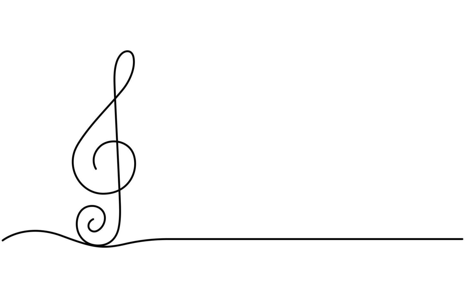 Continuous one line drawing of treble clef. Isolated on white background vector
