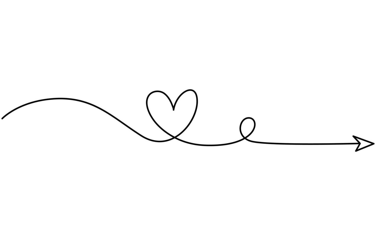 Hand drawn doodle heart. Continuous seamless line art drawing, Love icon calligraphy heart vector