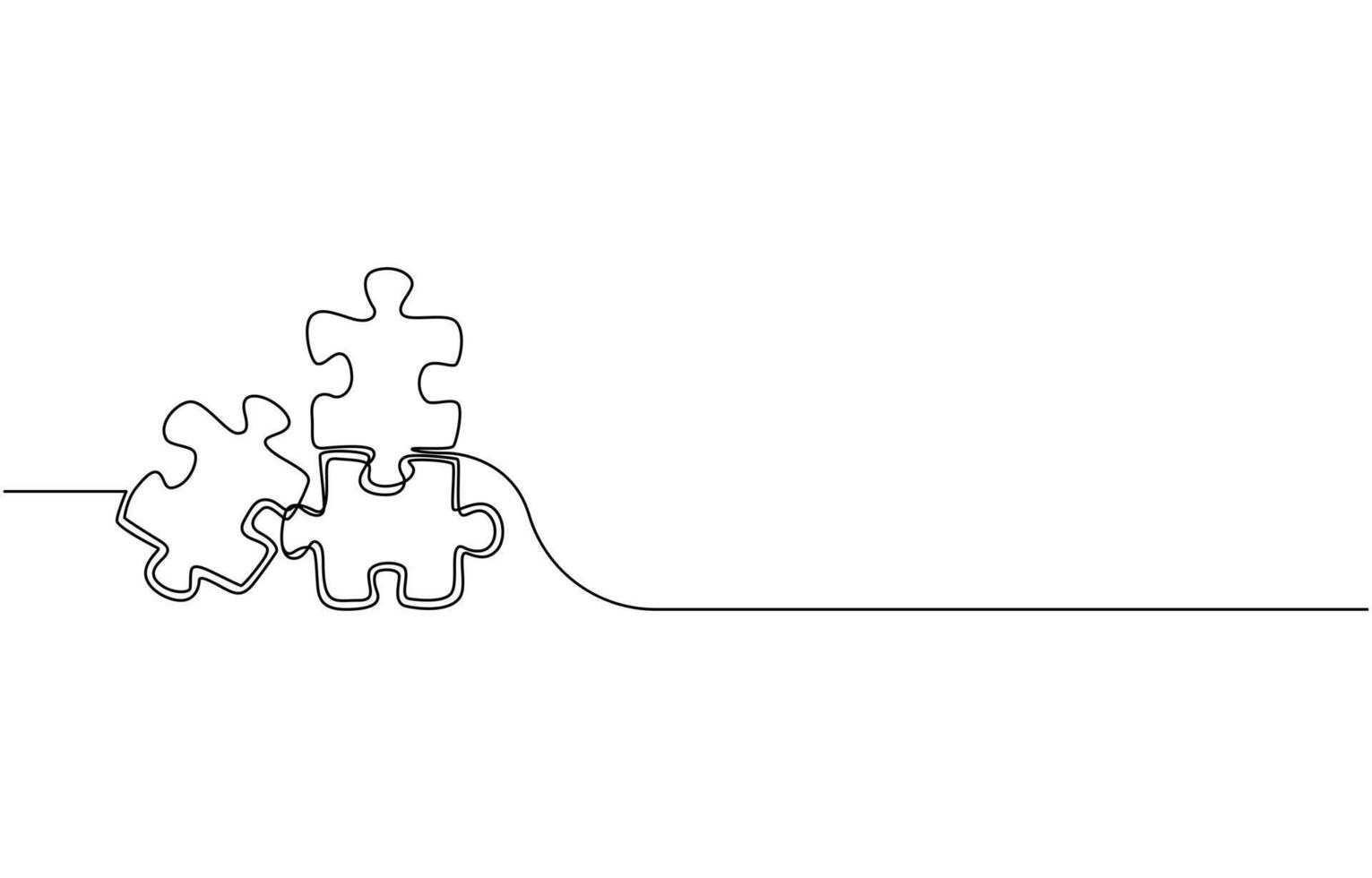 puzzle pieces of one continuous line drawn. Jigsaw puzzle element. illustration vector
