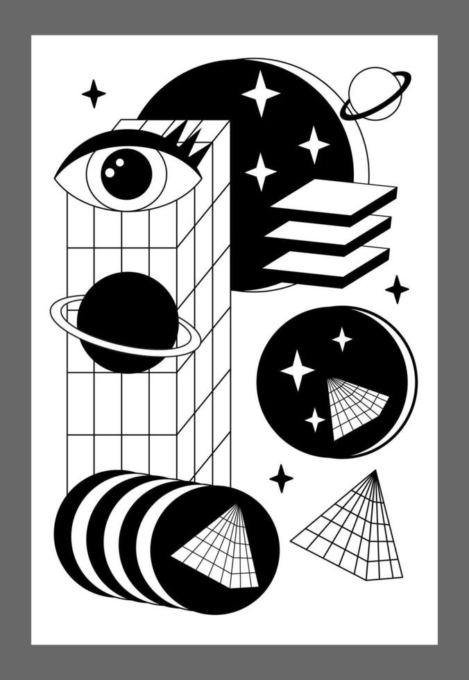 Surrealism poster. Surrealism elements background. vector