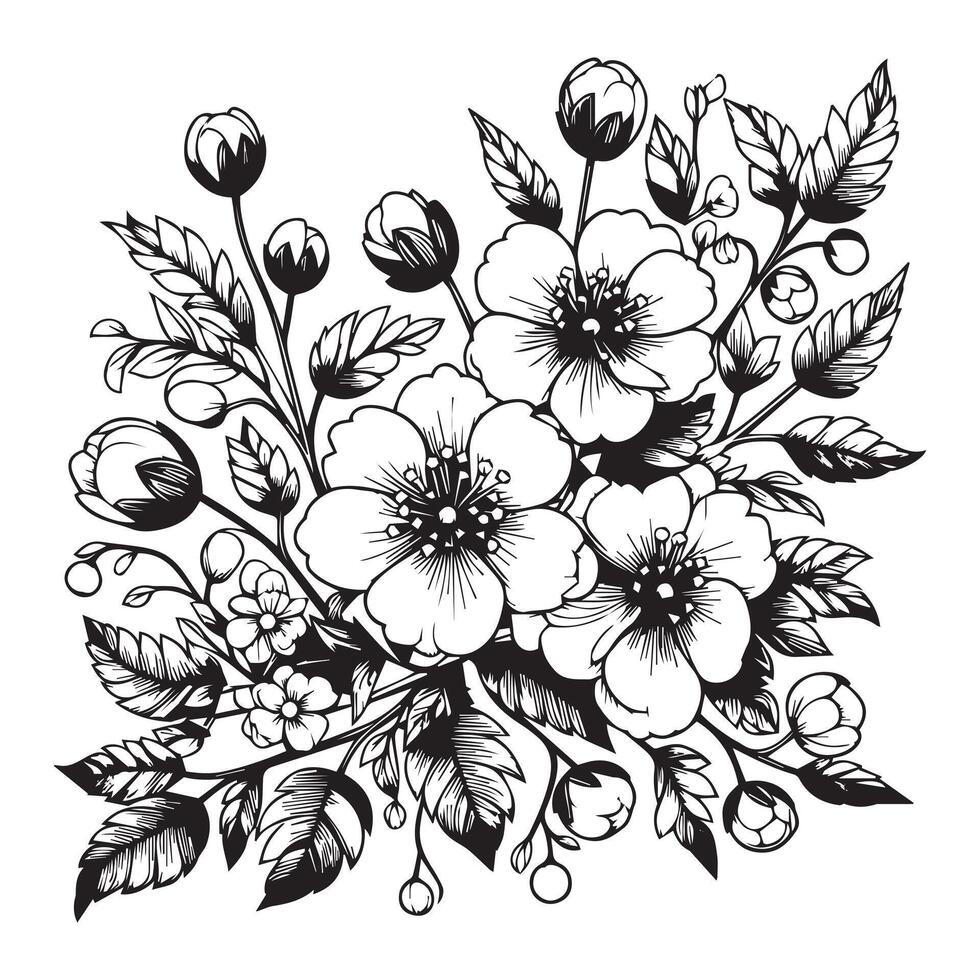 Set of intricate black and white ornamental floral designs for decorative purposes and art projects vector