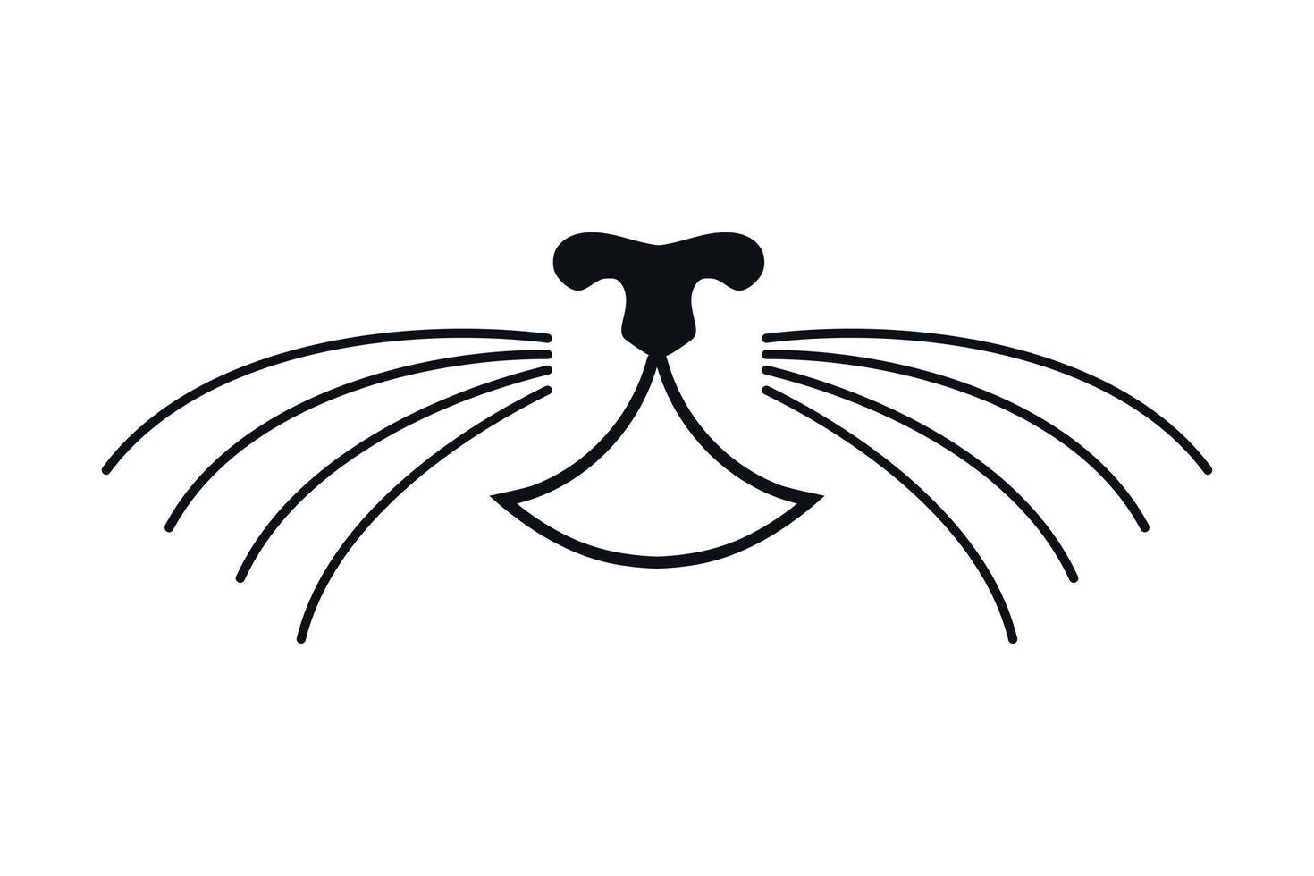 Cat nose, mouth and whiskers isolated on white background. Minimalism cat animal logo. illustration vector