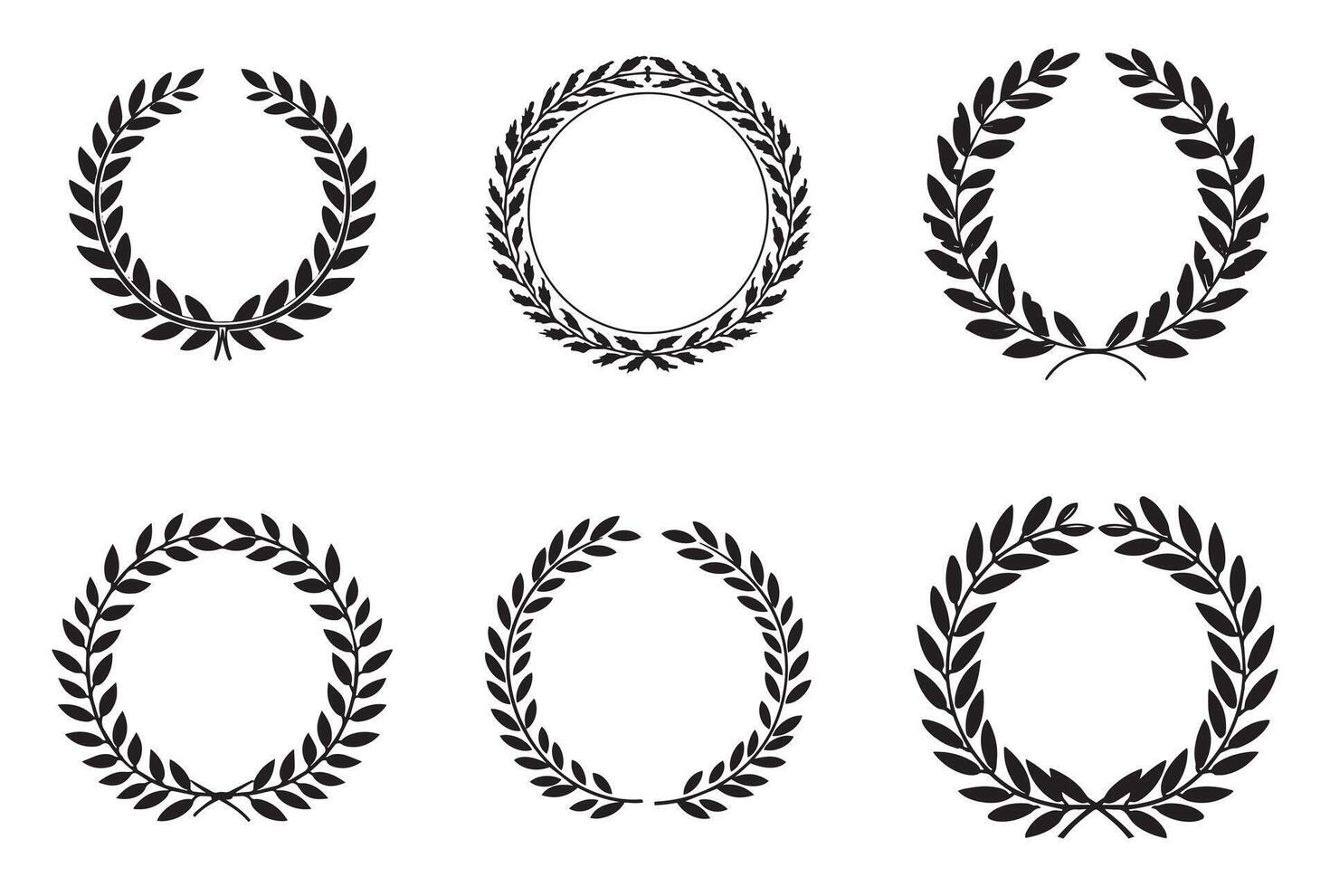 Vintage Black Laurel Wreath Emblem, Decorative Black Laurel Wreath Badge vector