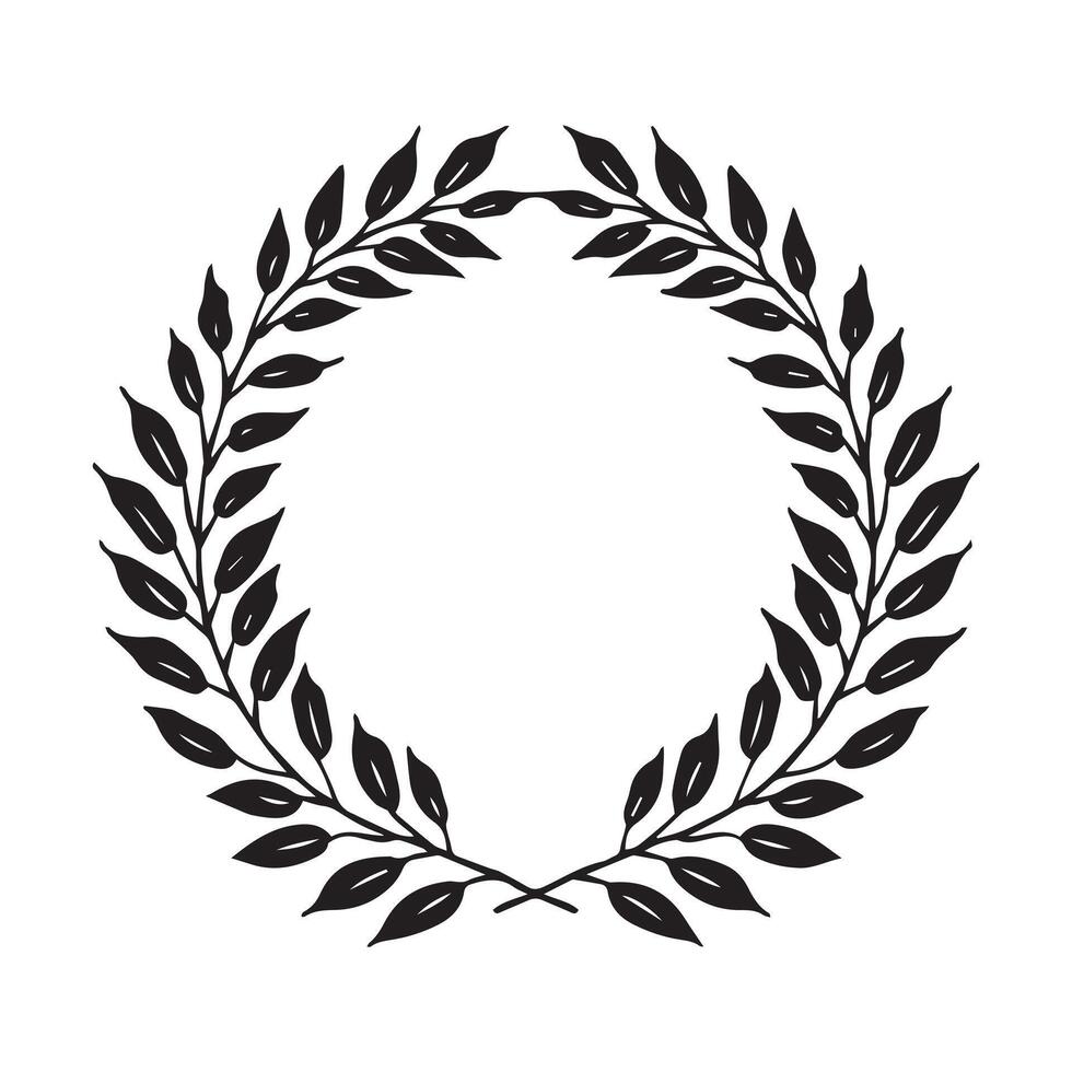 Vintage Black Laurel Wreath Emblem, Decorative Black Laurel Wreath Badge vector