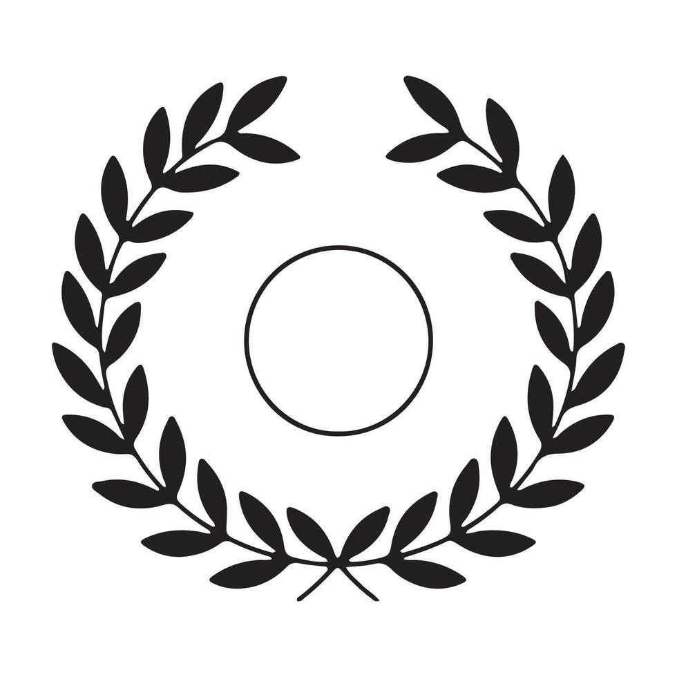 Vintage Black Laurel Wreath Emblem, Decorative Black Laurel Wreath Badge vector