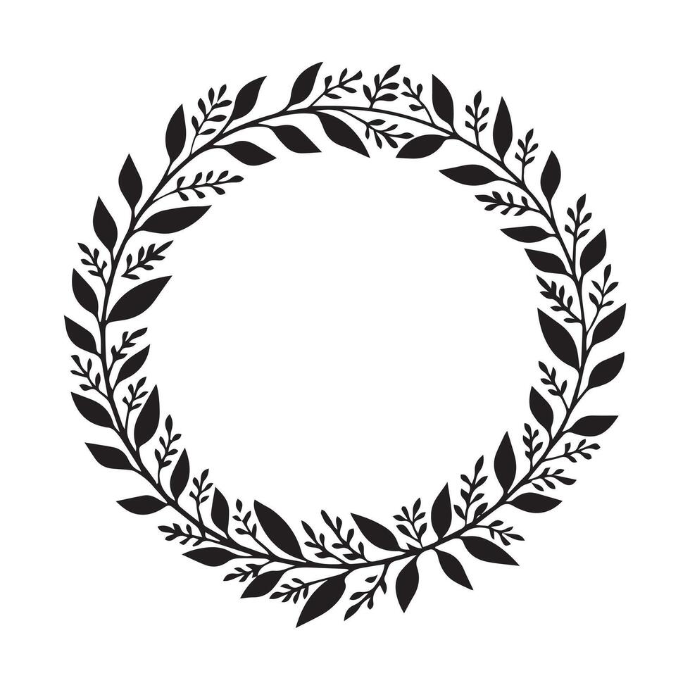 Vintage Black Laurel Wreath Emblem, Decorative Black Laurel Wreath Badge vector