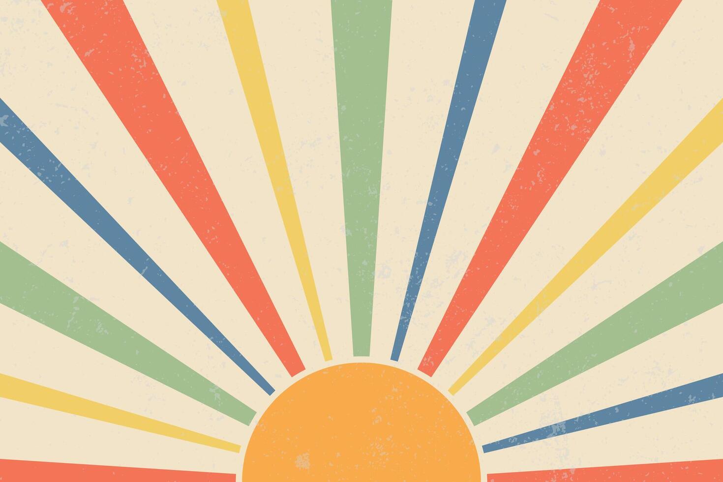 Sun with Rays Retro Background. 90s Vintage Background. vector