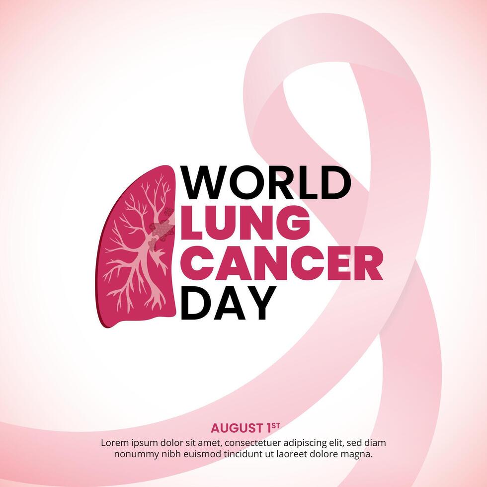 World Lung Cancer Day background with a lung and ribbon vector