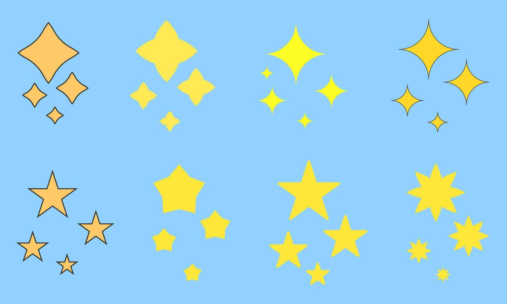 collection of various shapes of yellow stars vector