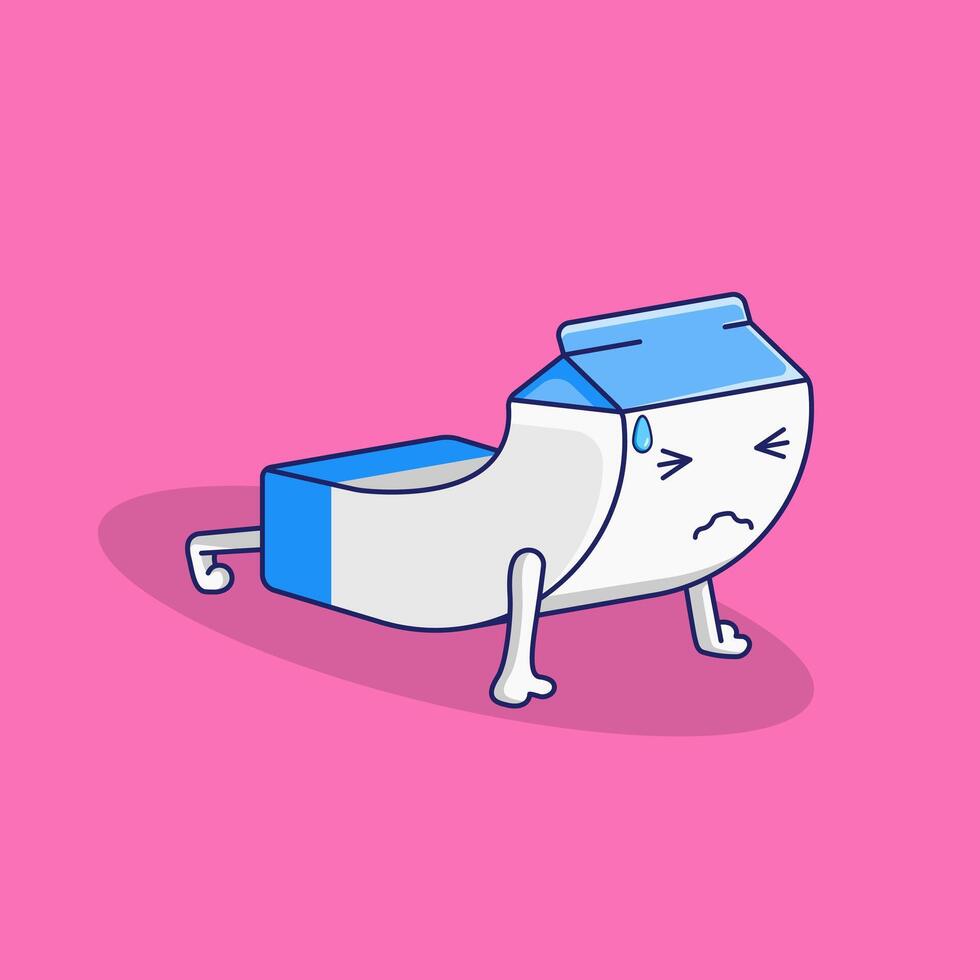 Cute Milk Boxes Doing Push Up. Cartoon Illustration Icon Sport Mascot. Cartoon Style. vector