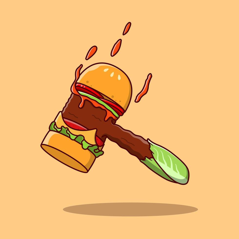 Free Burger And Hammer Combination Illustration Cartoon Icon. Food. vector
