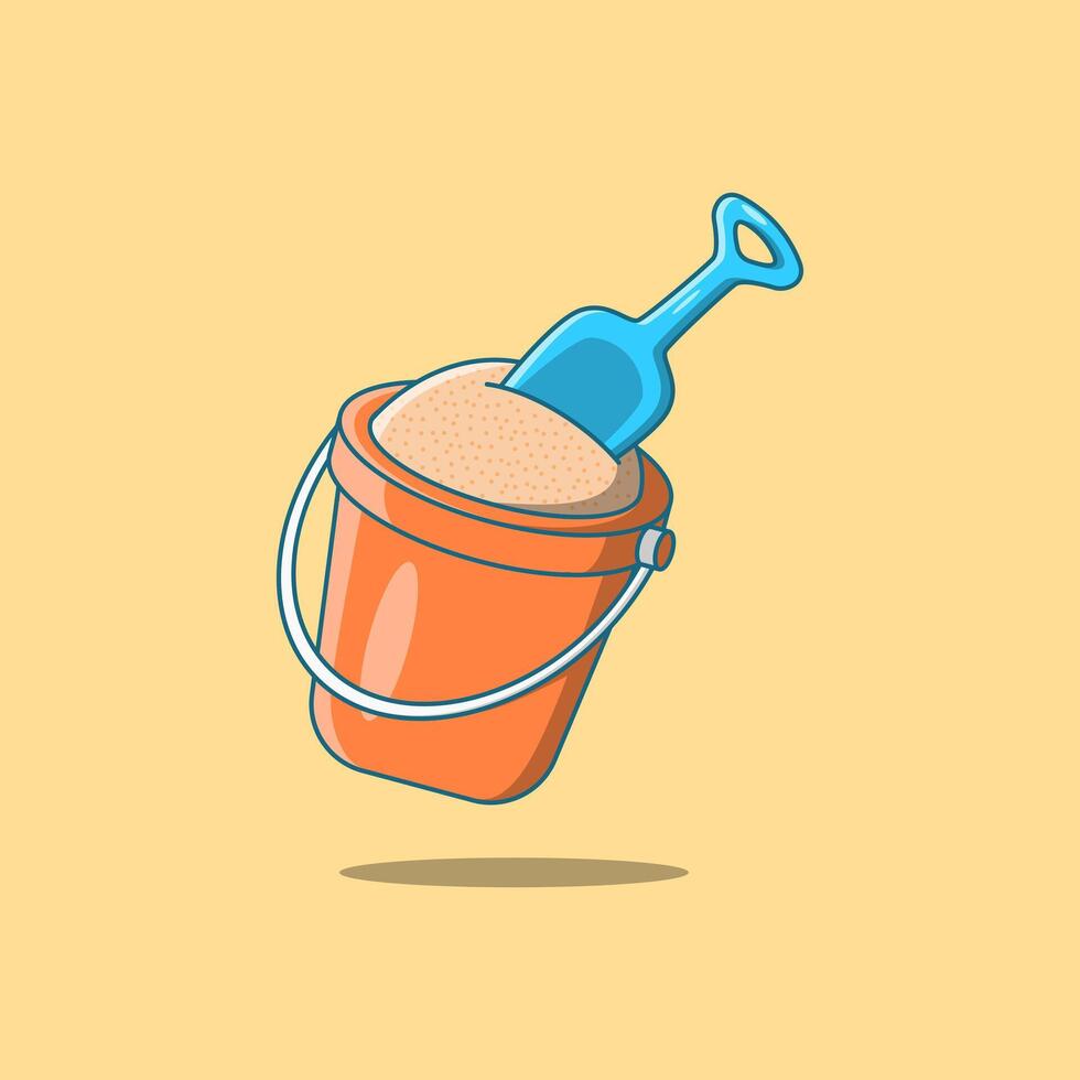 Free Sand Bucket And Scoop With Pile Of Sand. Summer Holiday. Recreation and Entertaiment. Cartoon Illustration vector