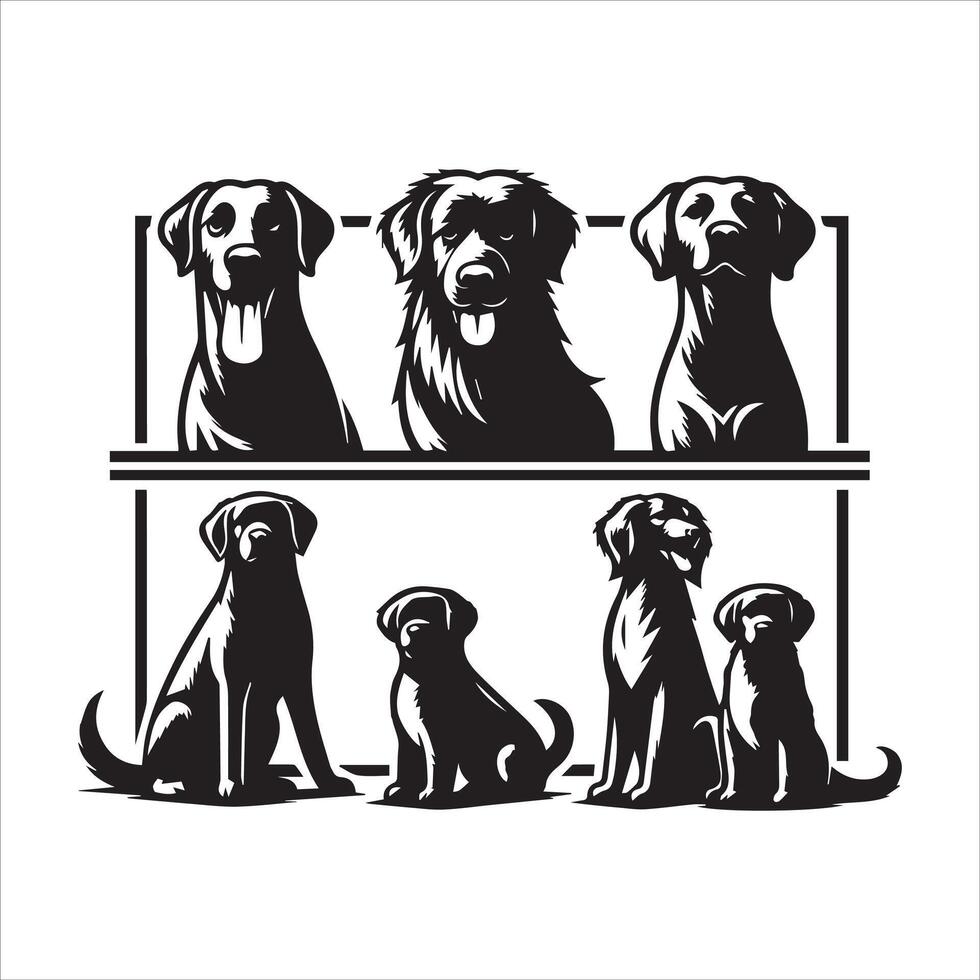 Print A collage of a dog a plant in an illustrated frame risograph silhouette white background vector