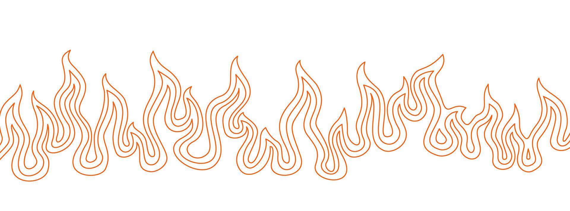 Background with fire lines. Decorative flame lines. Outline of flames as a background. Fire border pattern. Continuous fire line design. Flame outline background. vector