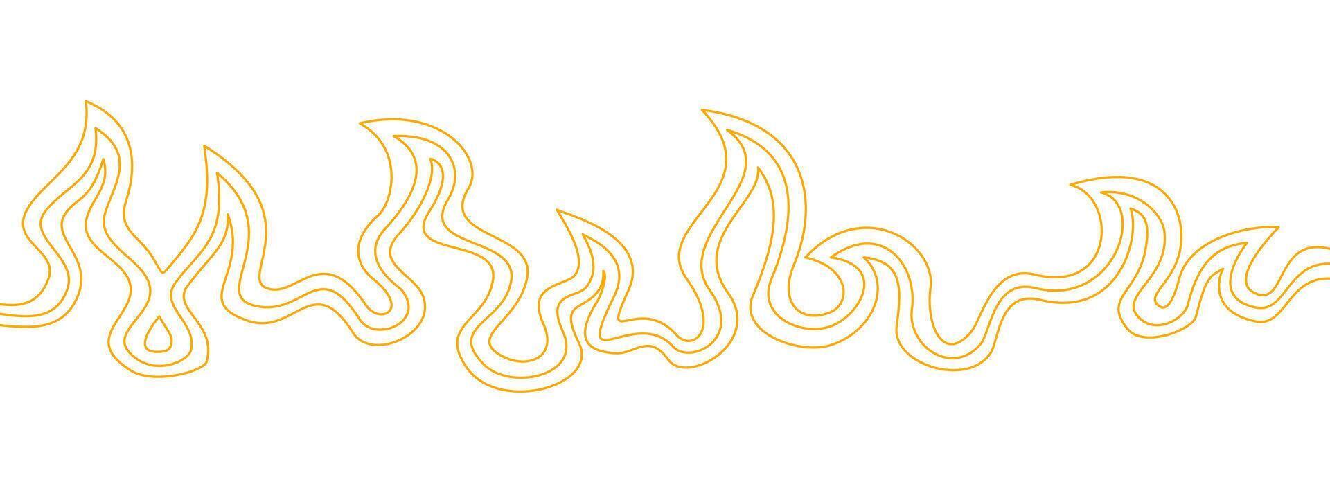 Background with fire lines. Decorative flame lines. Outline of flames as a background. Fire border pattern. Continuous fire line design. Flame outline background. vector