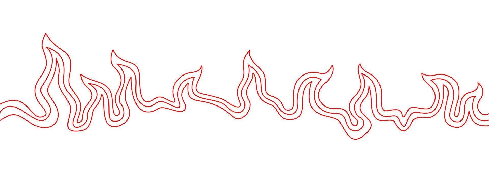 Background with fire lines. Decorative flame lines. Outline of flames as a background. Fire border pattern. Continuous fire line design. Flame outline background. vector