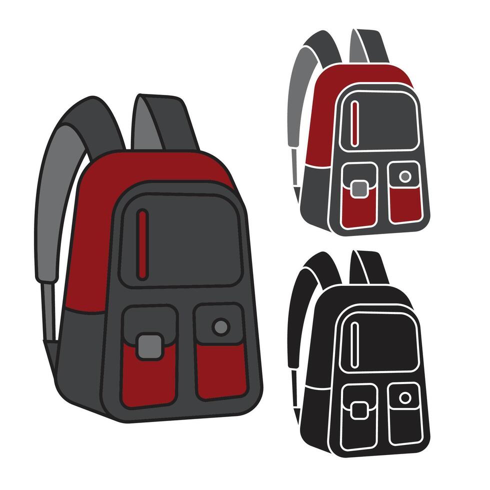 simple school backpack icon template 07 vector