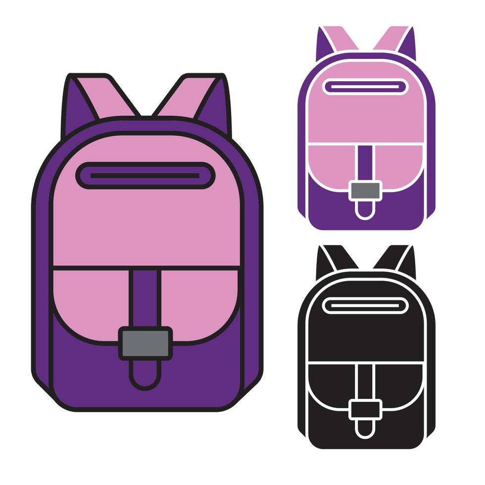 simple school backpack icon template 06 vector