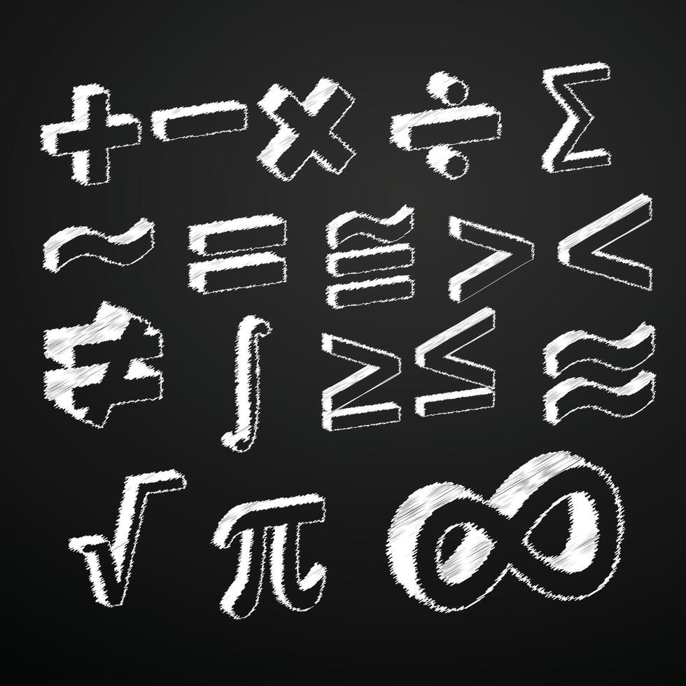chalk scribble math symbol set vector