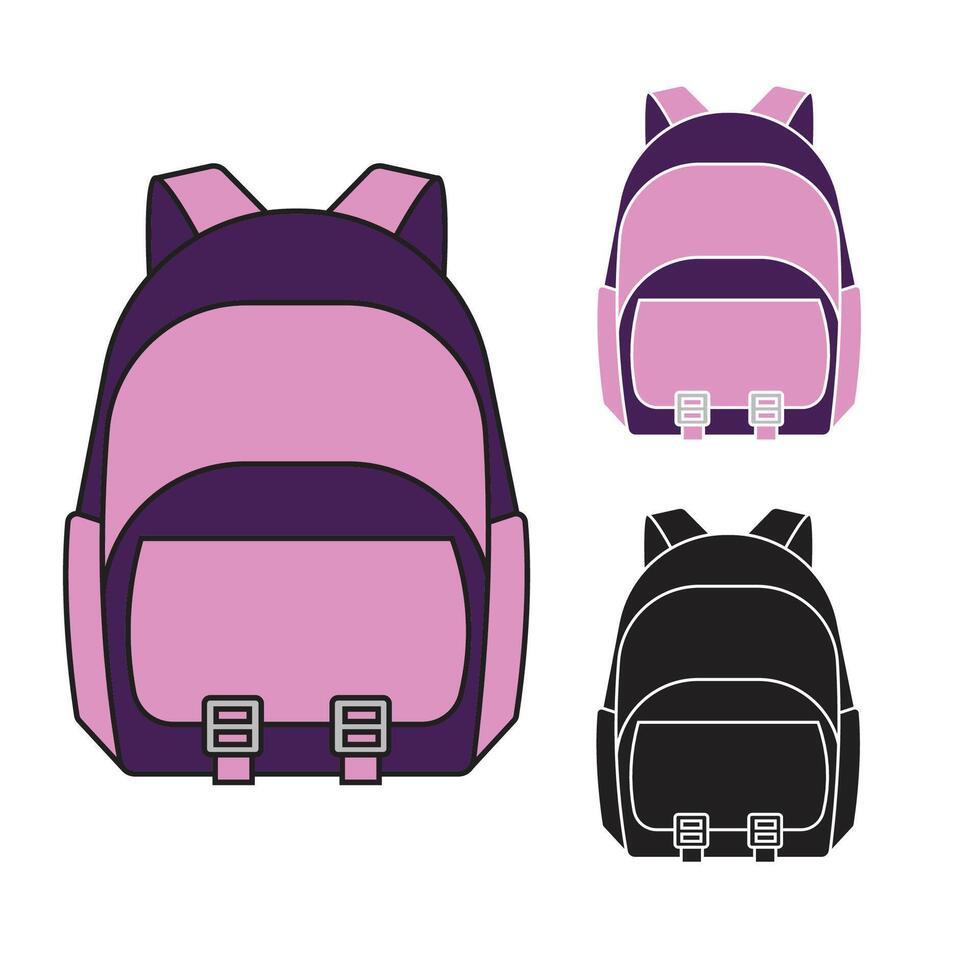 simple school backpack icon template 09 vector