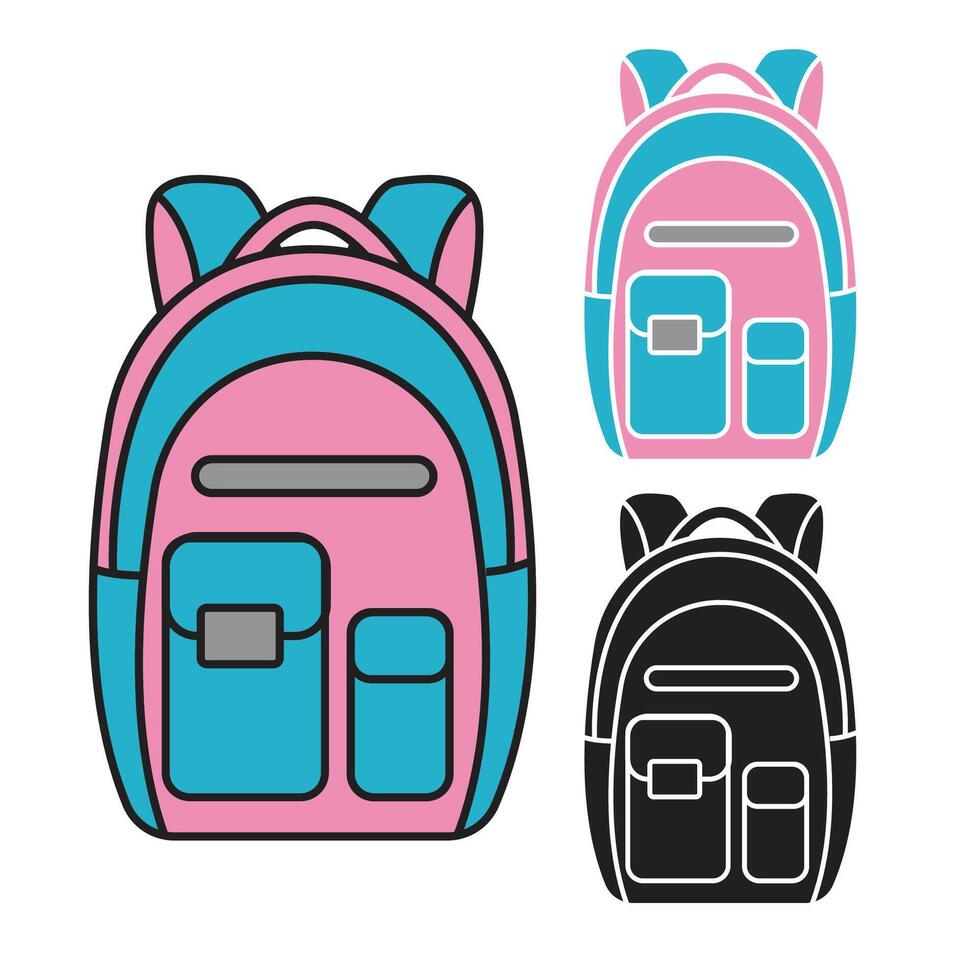 simple school backpack icon template 08 vector