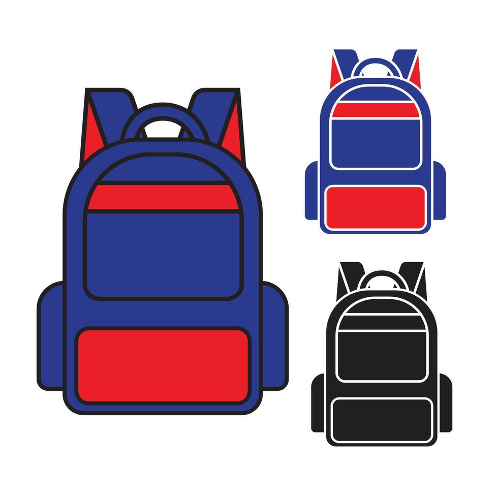 simple school backpack icon template 05 vector