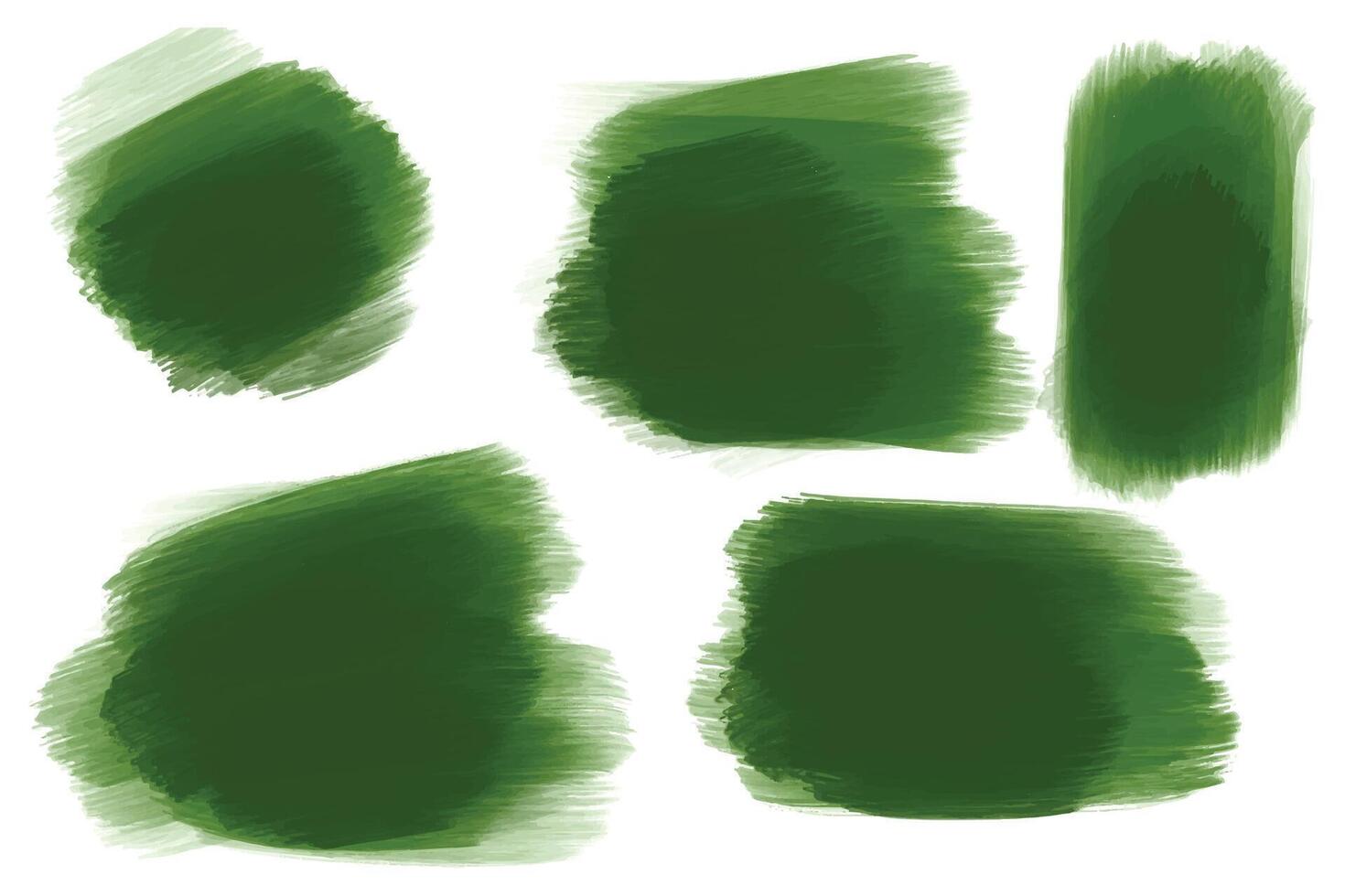 Modern green watercolor brush stroke set design vector