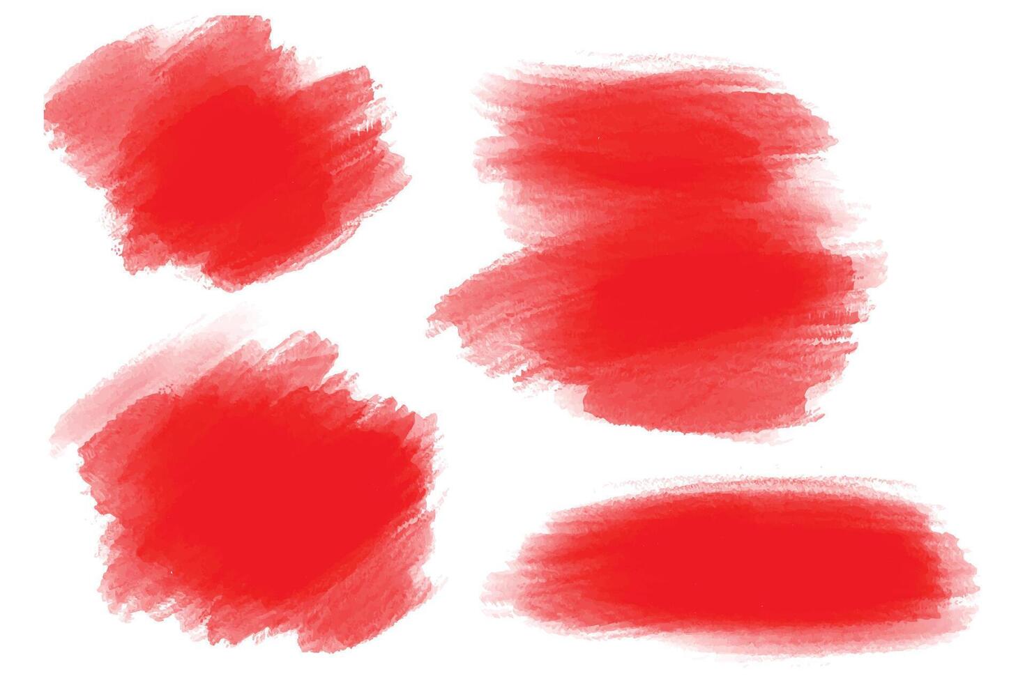 Modern red watercolor brush stroke set design vector