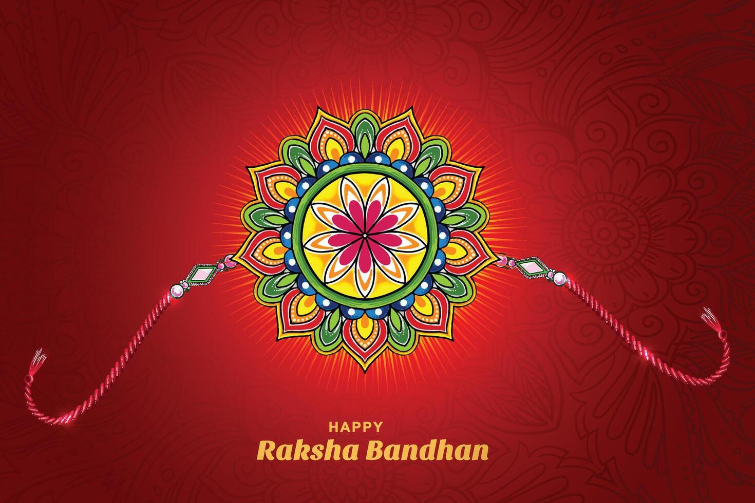 Happy raksha bandhan indian hindu festival card on red background vector