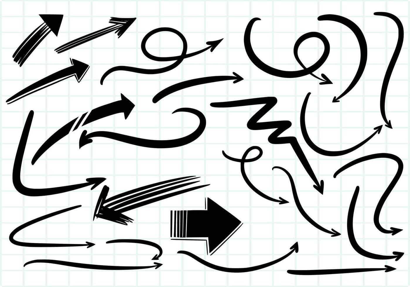 Hand draw directional arrows set sketch design vector