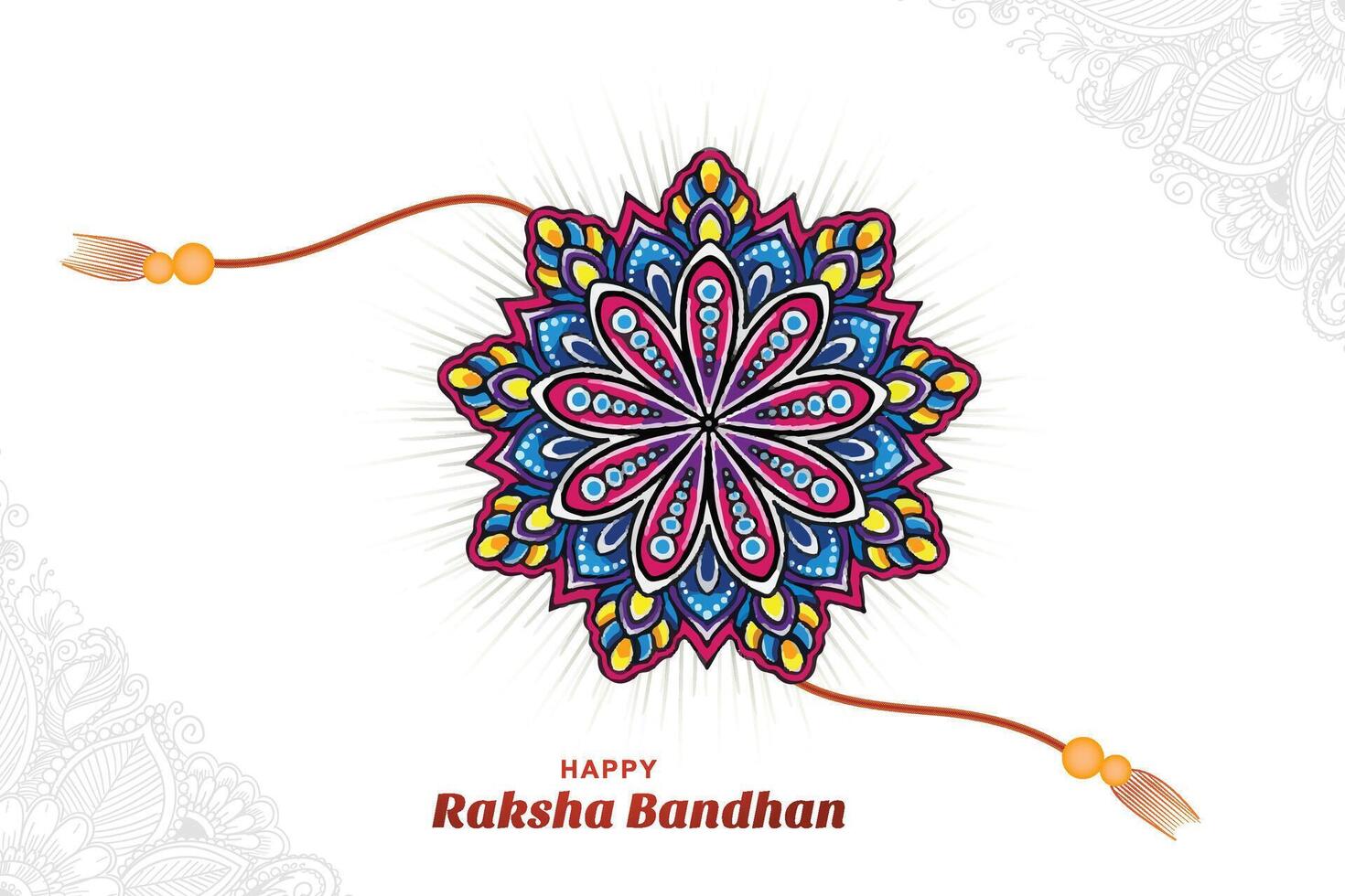 Happy raksha bandhan decorative colorful rakhi festival card background vector