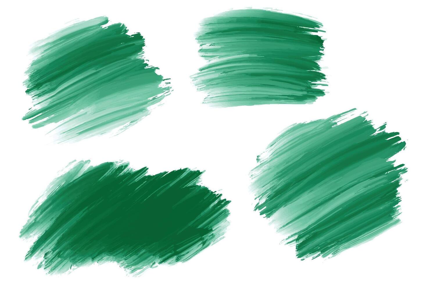 Modern green watercolor brush stroke set design vector