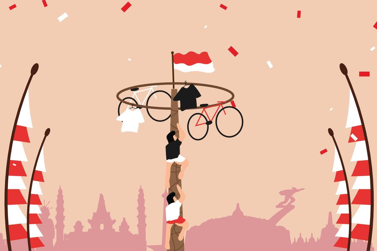 Indonesian independence 17 August 1945 79th anniversary of Indonesian freedom and patriotism on a red and white background. vector