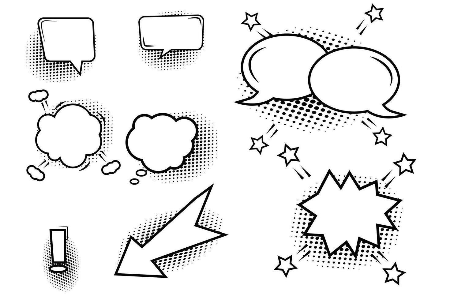 set bubble chat anime cartoon design vector