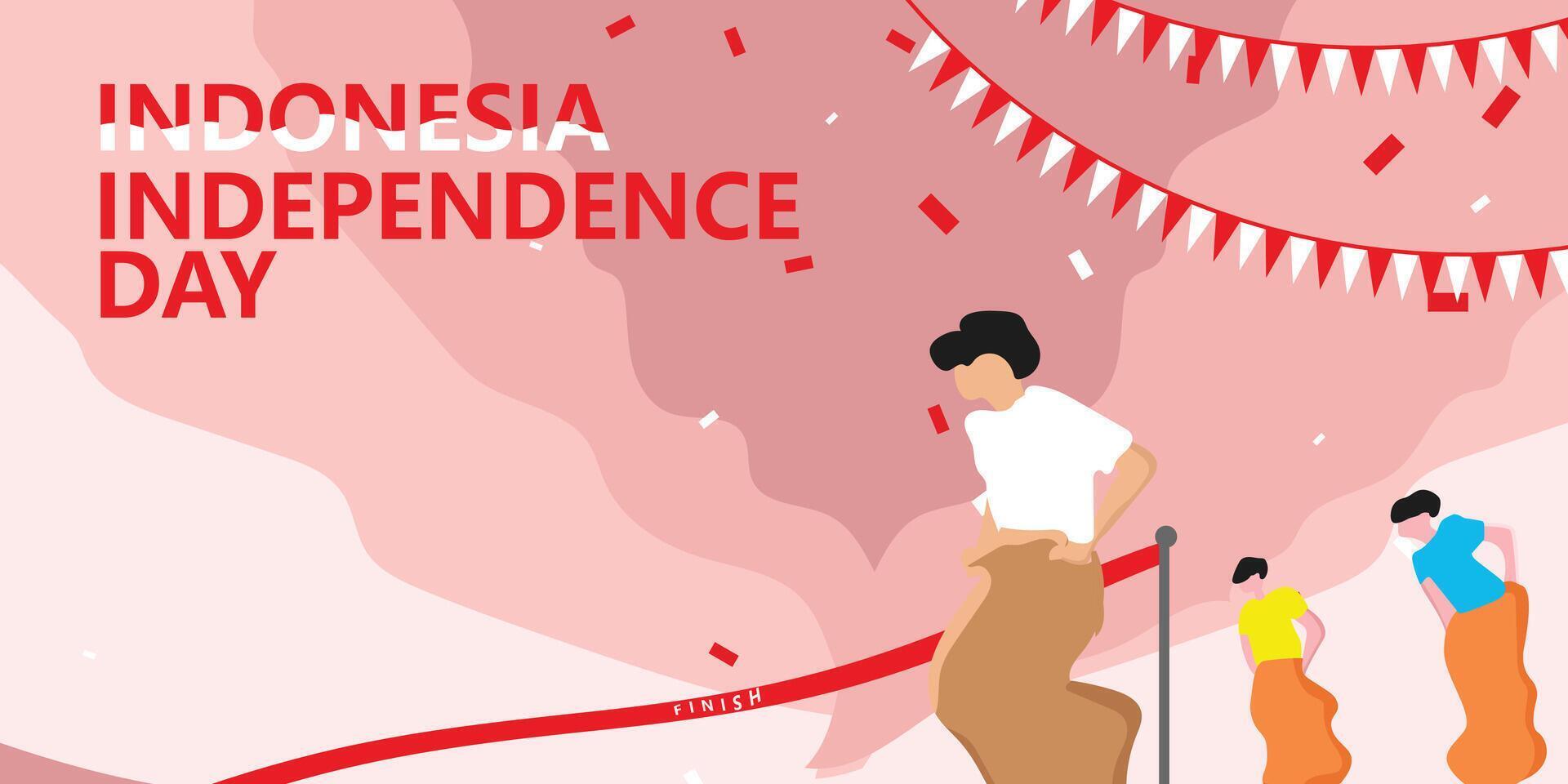 Indonesian independence 17 August 1945 79th anniversary of Indonesian freedom and patriotism on a red and white background. vector