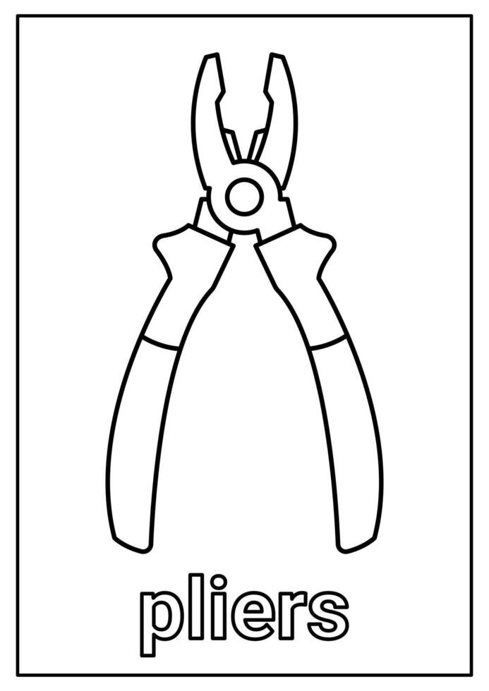 Pliers Coloring Page for Kids vector