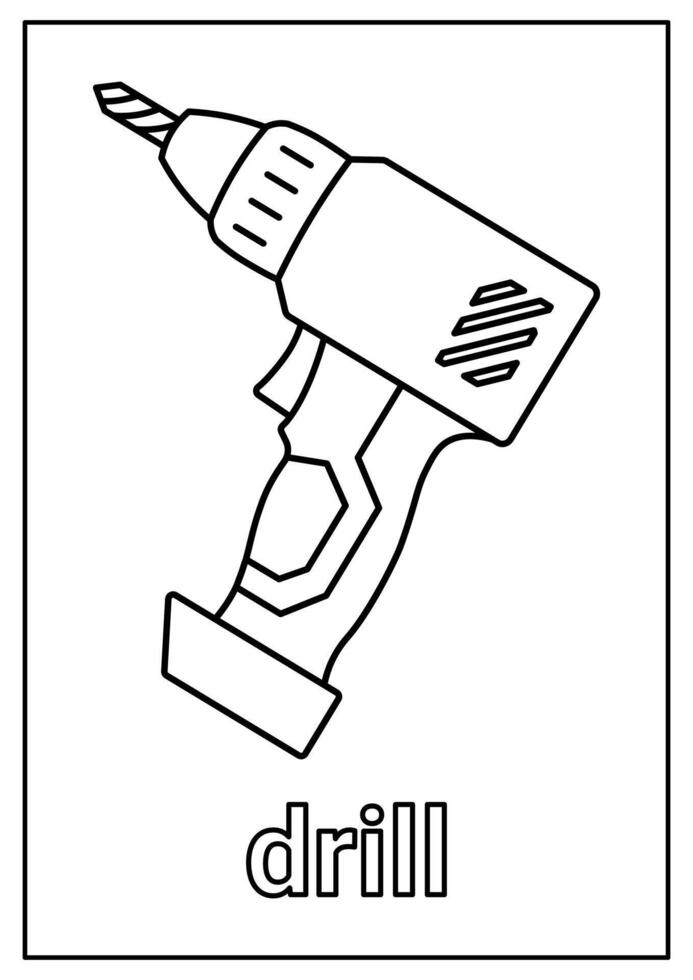 Drill Coloring Page for Kids vector