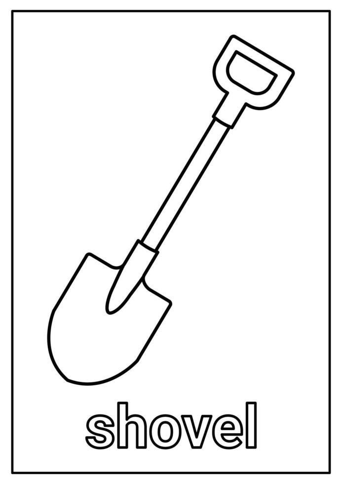 Shovel Coloring Page for Kids vector