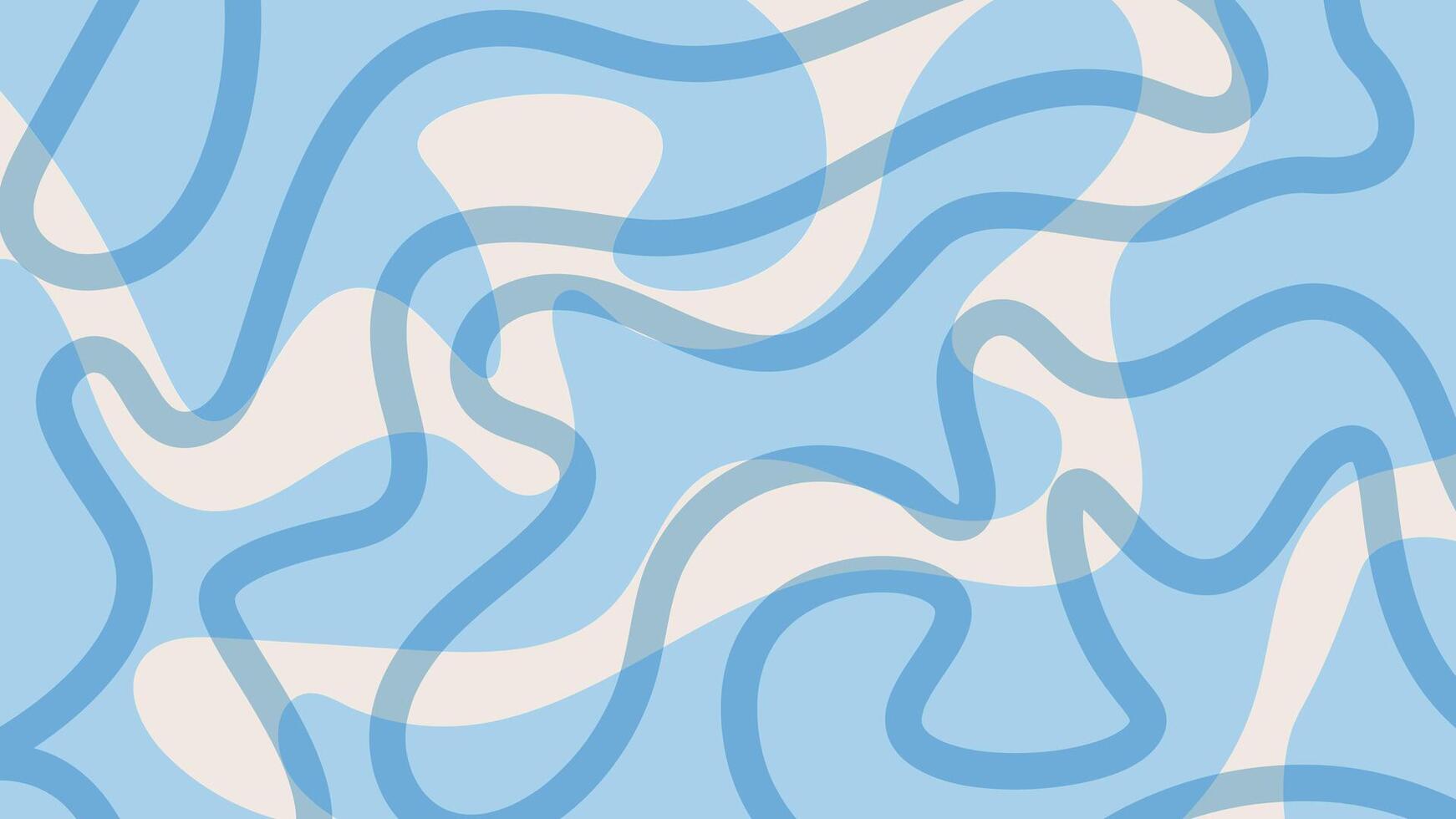Simple abstract background with blue wavy pattern. Trendy groovy backdrop in retro 60-70s style. Cool funky ripple design vector