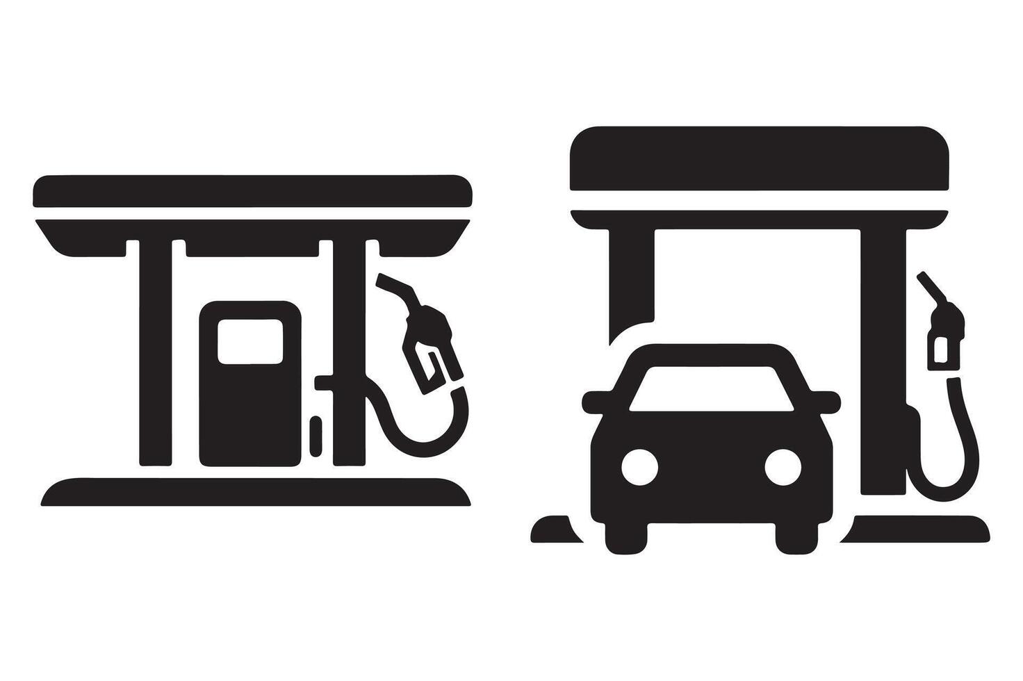 Silhouette of Gas Station Icon Art vector