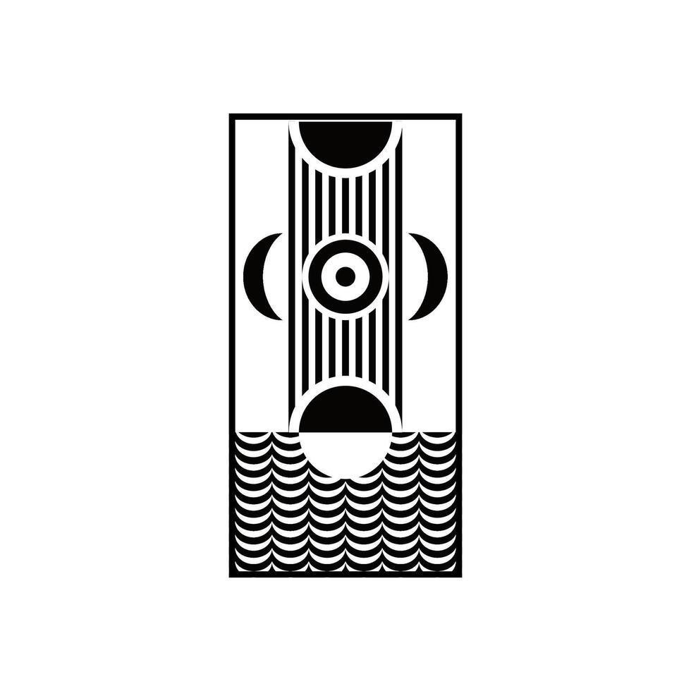 Circle and Crescent Inside a Geometric Rectangle vector