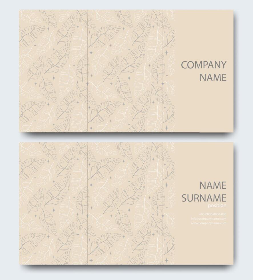 Business card design template in modern style. Double sided corporate card template with flourish pattern vector