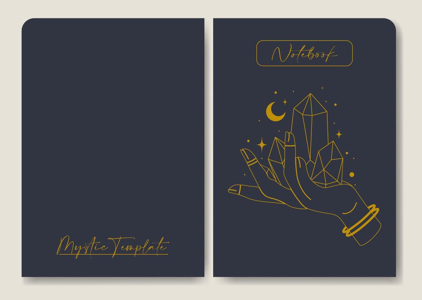 Notebook with mystic witchcraft element. Cover page design aesthetic esoteric album illustration. vector