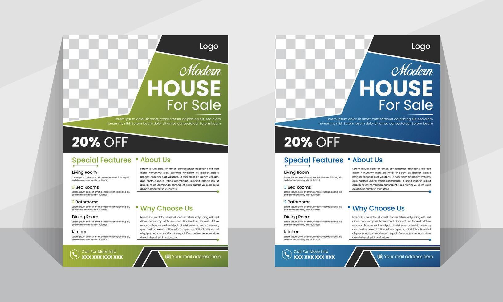 Modern clean professional leaflet layout template design for business vector