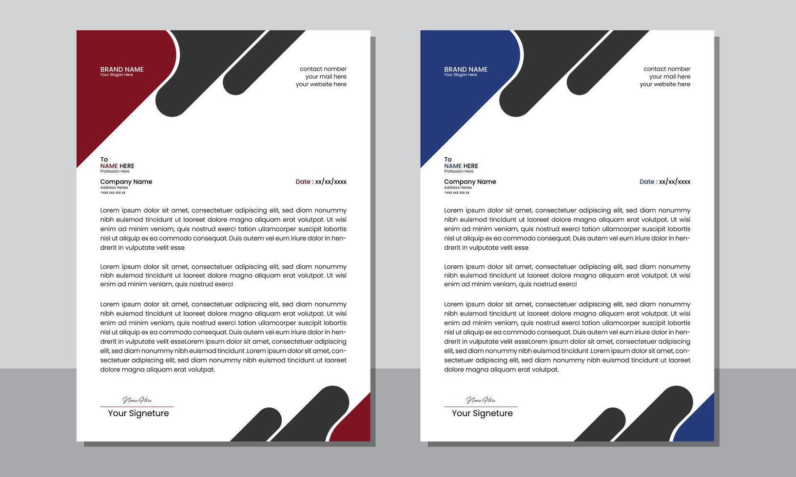 Modern clean professional vactor letterhead layout design template or vactor page illustration for business vector