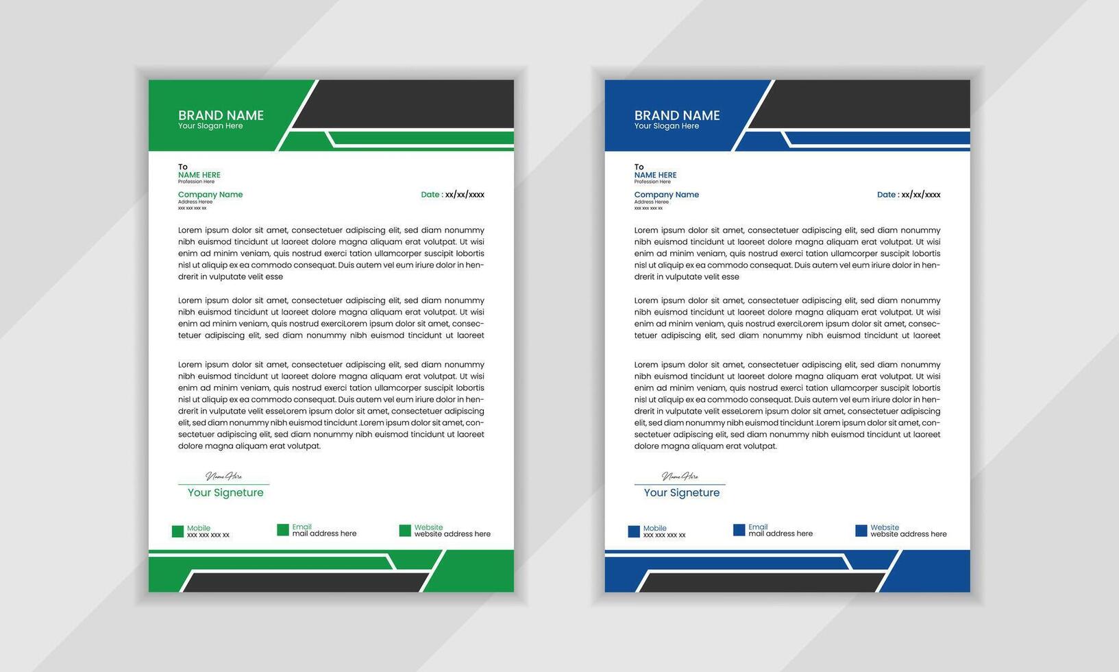 Modern clean professional vactor letterhead layout design template or vactor page illustration for business vector