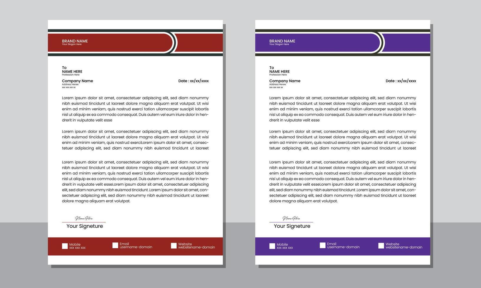 Modern clean professional vactor letterhead layout design template or vactor page illustration for business vector