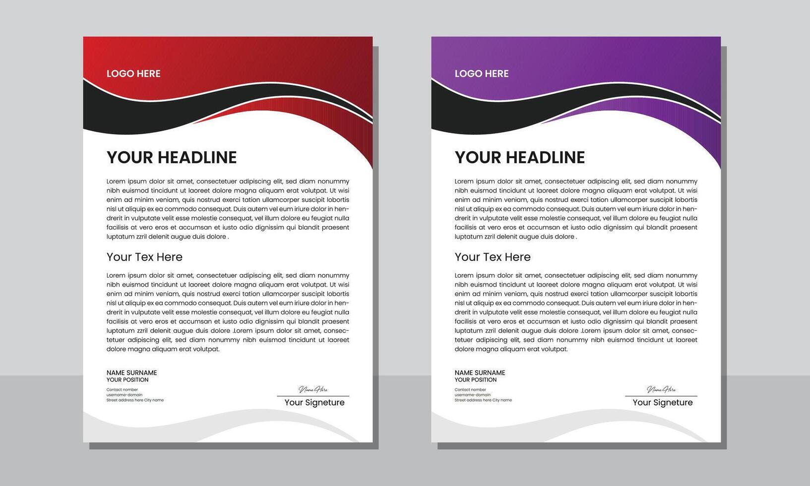 Modern clean professional vactor letterhead layout design template or vactor page illustration for business vector