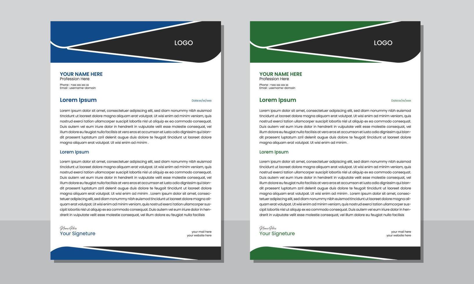 Modern clean professional vactor letterhead layout design template or vactor page illustration for business vector